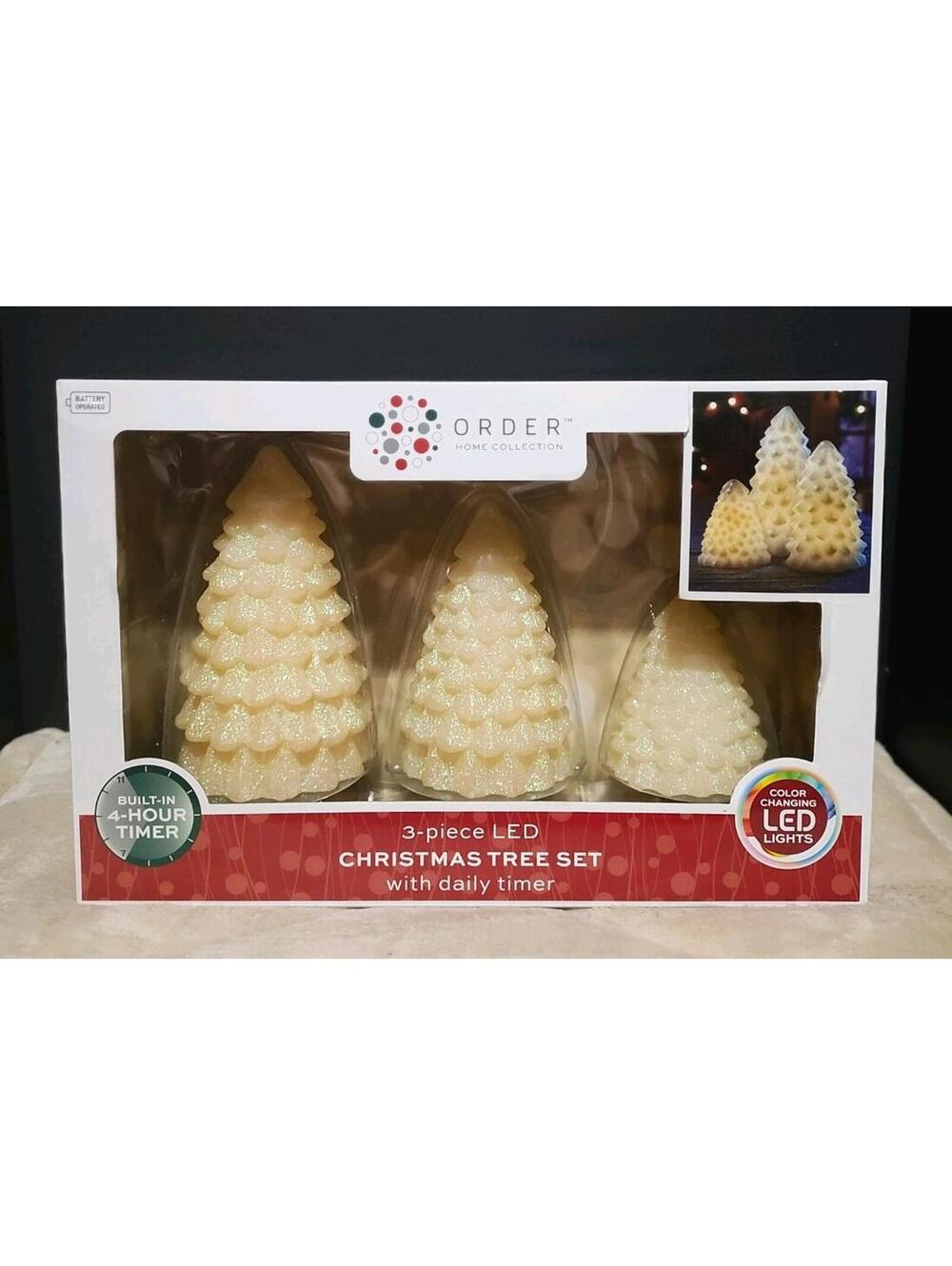 ORDER Home Collection 3-Piece LED Christmas Tree Set w/Daily Timer NEW